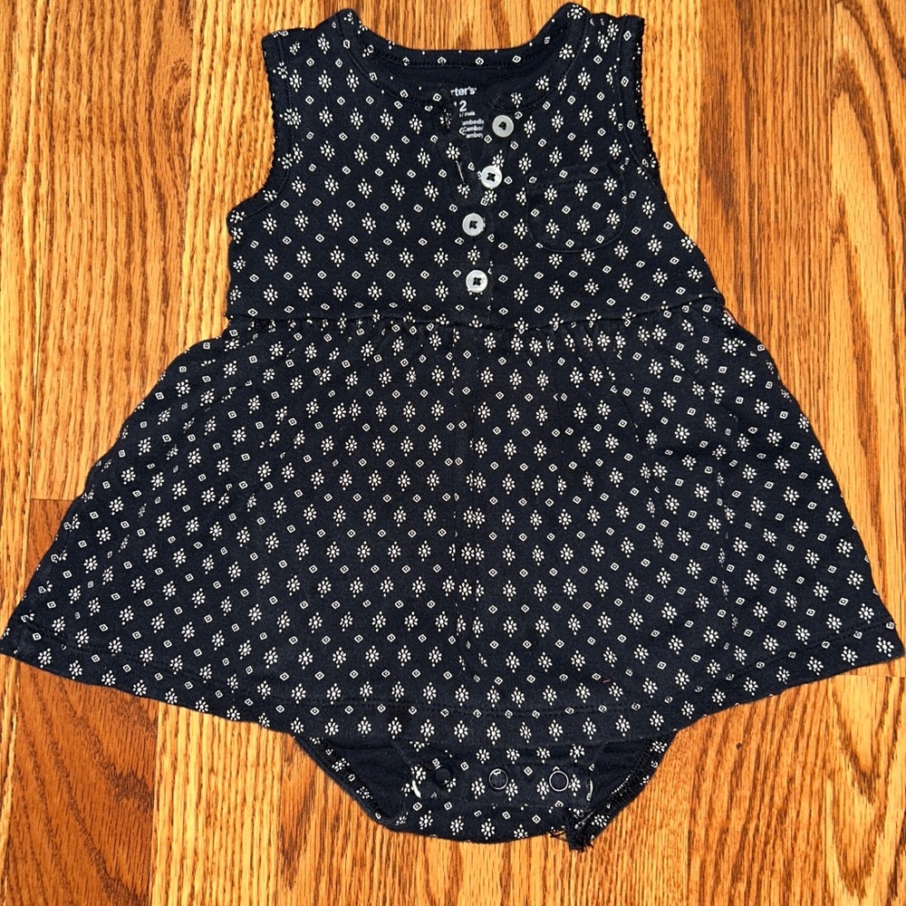 Carter's Black Sleeveless Dress with White Dots